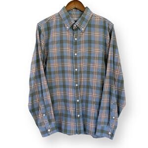 Outerknown Shirt Mens M Organic Cotton Woven Blue Plaid Long Sleeve Button Up
